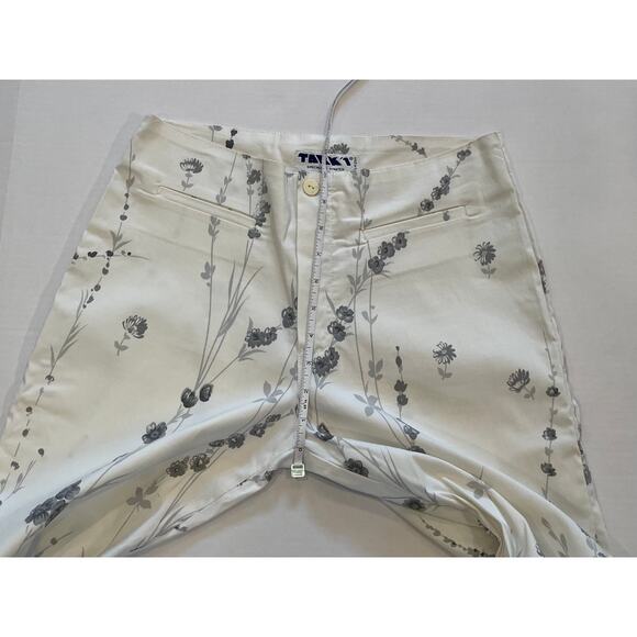 Tark 1 Paris Stretch White, Gray Floral Pants, Size M - Picture 11 of 14